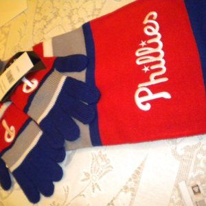 WEAR by Erin Andrews Philadelphia Phillies Women's Stripe Glove & Scarf Set Out